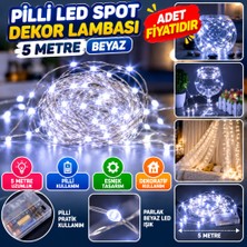 Marka Kolik Pilli 5 Metre Dekoratif Peri LED Beyaz Aydınlatma Süsleme Lambası (Adet Fiyatıdır)