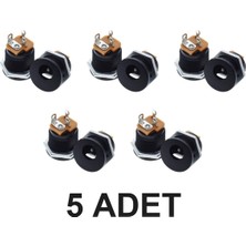 Devremarkt 5 Adet 2.1mm Plastik Dc Güç Soketi 5.5x2.1mm Panel Tip Dc Soket Power Soket Adaptör Soketi DC-022