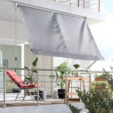 Enlis Balkon Tentesi Açık Gri 245X245CM Korkuluğa Sabitlenen Ayarlanabilir Kollu Güneşlik Tente