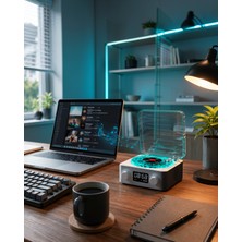 Teknodayım Gece Işıklı Bluetooth Hoparlör 3-Ü-1 Zaman ve Pil Göstergeli