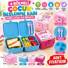 Marka Kolik Kendiliğinden Kaşık Çatallı Beslenme Kutusu 4 Bölmeli Çocuk Beslenme Kabı Saklama Kutusu(Adet Fiyatıdır)