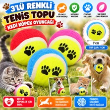 Marka Kolik 3 Lü Renkli Desenli Tenis Topu Kedi Köpek Oyuncağı (Adet Fiyatıdır)
