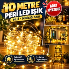 Marka Kolik Peri LED Işık 10 Metre (Sarı) Pilli Aydınlatma Şerit LED Saçak Spot Süsleme