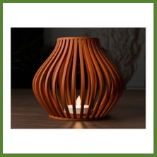 Budos 3D Baskı Oluklu Dalga Formlu Fener Tealight Mumluk Heykelsi Dekoratif Mum Tutucu Budos