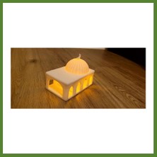 Budos 3D Baskı Cami Formlu Tealight Mumluk Dekoratif Mum Tutucu Ramazan Süsü Budos