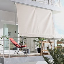 Enlis Balkon Tentesi Bej 245X245CM Korkuluk Montajlı Kollu Ayarlanabilir Güneşlik Gölgelik