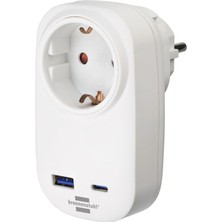 TemmuzX Premium Serisi Tek Soketli 20W Hızlı Şarj Özellikli Type-C ve Usb'li Şarj Korumalı Priz