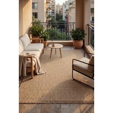 Eliz Home Naturel Jüt Halı Modern Örme Hasır Toz Vermez Kaymaz Taban Balkon Bahçe Mutfak Halısı 3