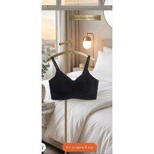 R.Y Lingerie Kadın Siyah Lazer Kesim B Kap Balensiz Toparlayıcı Sütyen/ Bralet/ Sporcu Sütyeni