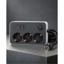 Teknodayım Kablolu Çoklu Priz 4 Priz + USB ve Type C Şarj Çıkışı FTR02ÇOKLUPRİZ-4