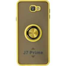 Vavis Samsung Galaxy J7 Prime Kılıf Montreal Yüzüklü Silikon Kapak - Sarı