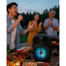 Fantastik Store Taşınabilir Karaoke Hoparlör Rgb Işıklı Mikrofonlu USB Tf Kart Destekli