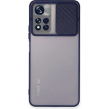 Fantastik Store Xiaomi Redmi Note 11T Kılıf Palm Buzlu Kamera Sürgülü Silikon - Lacivert