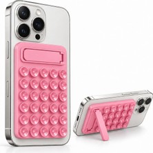 TemmuzX Vantuzlu Pop-It Telefon Tutucu Silikon Stand Pembe