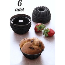 TemmuzX 6 Lı Yıkanabilir Mini Kek Muffin Pişirme Kalıbı, Silikon Muffin, Cupcake Kalıbı Karma Renk