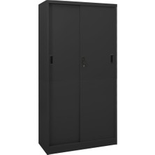 TemmuzX Ofis Dolabı, Antrasit Renkli Çelik, Sürgülü Kapılı, 90 x 40 x 180 Cm, Metal Dosya Dolabı, Belgeler, Ofis Malzemeleri ve Ofis Organizasyonu Için