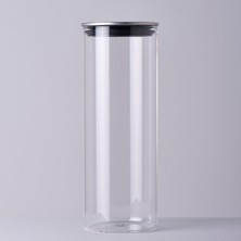 TemmuzX Basic Cam-Metal Kapak 10X10X28 cm Kavanoz