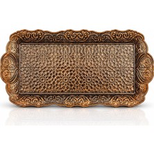 TemmuzX Osmanlı Motifli Küçük Metal Servis Tepsisi – Dekoratif Sunum Tepsisi, 36 x 18 Cm, 306 G (Antik Yeşil)