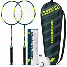 TemmuzX Aero Pro 95 Badminton Seti, 2 Adet Badminton Raketi, Badminton Topları ve Taşıma Çantası, Lacivert Neon Sarı, Açık Hava ve Antrenman Için