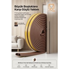 TemmuzX 6m Kahverengi 17MM Geniş Kapı Pencere Bandı Kendinden Yapışkanlı D Profil Izolasyon Süngeri Kauçuk Fitil Hava Kesici 723794
