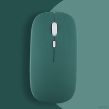 TemmuzX Lenovo Tablet Ile Uyumlu Şarj Edilebilir Sessiz Mouse Bluetooth + 2.4Hz Wifi Kablosuz Mouse Fare Haki