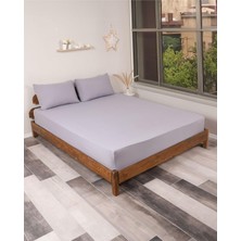 TemmuzX Rozet Tekstil Gri Lastikli Çarşaf Takımı Fitted Pamuklu Kumaş Yastık Kılıflı Gri 100 x 200