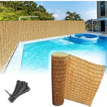 TemmuzX Balkon ve Dış Mekan Panelleri Için Bu Bambu Gizlilik Çit Rulo Daire Veranda Geçici Kapak ve Thatch Çatı Ekranı Için Doğal Eskrim