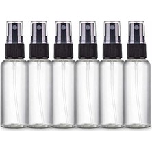 TemmuzX Sprey Şişeleri Şeffaf Boş Ince Sis Plastik Mini Seyahat Şişesi Seti, Küçük Doldurulabilir Sıvı Kaplar (50 ml 6'li Paket)
