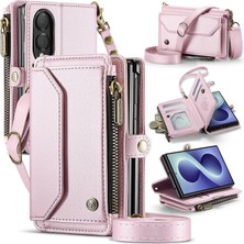 TemmuzX Galaxy Z Fold8 Için Crossbody Telefon Cüzdan Kılıfı, Pembe