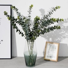 TemmuzX Yapay Çiçek Yeşil Okaliptus 3dallı Uzun Dal 76CM Eucalyptus