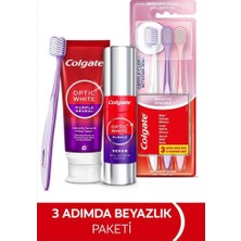 TemmuzX Optic White Purple Beyazlatıcı Diş Macunu 75 ml + Purple Serum 40 ml + Gentle Clean 2+1 Diş Fırçası