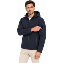 Sun & North Sun&north Erkek Su Geçirmez Softshell Içi Polar Astarlı Çıkarılabilir Kapüşonlu 4 Cepli Mont Ceket - Lacivert
