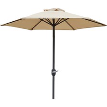 TemmuzX Bu 2 M Küçük Bahçe Şemsiyesi, Veranda Şemsiyesi, Pazar Şemsiyesi, Masa Şemsiyesi, Yuvarlak, Krank, 6 Direkli, Uv Korumalı, Polyester, Balkon, Apartman
