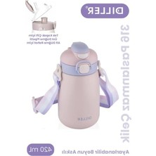 Vionna Dıller 420 ml Pipetli/pipetsiz Tek Kapak Çift Kullanım Askılı Çelik Termos Su Matarası 6 Saat Sıcak/soğuk Pudra