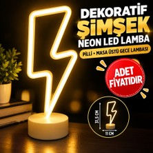 Marka Kolik Dekoratif Şimşek Şeklinde Pilli Neon LED Lamba Süs Masa Lambası