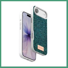 S'82 Onegif iPhone 17 Uyumlu Air Uyumlu Bright Simli Kapak - Koyu Yeşil BZS82
