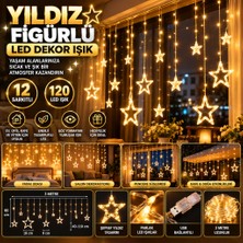 Marka Kolik Kumandalı Yıldız Figürlü 12 Sarkıtlı 120 LED Uzaktan Kumandalı Dekor Işık – Masaüstü ve Ortam Aydınlatması