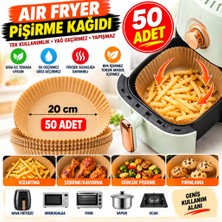 Marka Kolik 50 Adet 20 cm Air Fryer Pişirme Kağıdı Tek Kullanımlık Yağ Geçirmez Yuvarlak Tabak Model Pvc