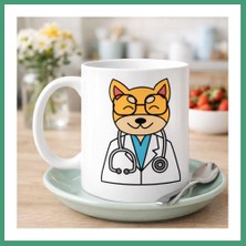S'82 Doktor Kedi Tasarımlı Porselen Kupa Model 174 – Sevimli Veteriner / Doktor Kedi Kahve Kupası – Kedi Severlere ve Sağlık Çalışanlarına Hediye BZS82