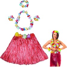 Hawaii Dans Kostümü Hula Etek, Tek Ebat, SMR-E023-E027-KAVNMUSTRAN, Kırmızı
