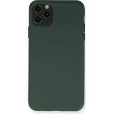 Aparim Apple iPhone 11 Pro Max Kılıf Nano Içi Kadife Silikon - Koyu Yeşil