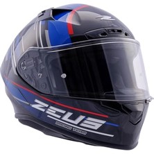Rafta Zeus ZS-826 BK15 Kapalı Motosiklet Kaskı Pearl Black Blue L