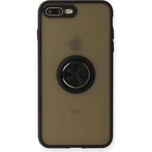 Bucuks Apple iPhone 7 Plus Kılıf Montreal Yüzüklü Silikon Kapak - Siyah