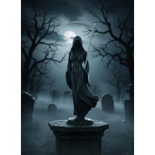 TemmuzX Lady Reaper Figürü – 20 cm Siyah Azrail Kadın Heykel – 3D Baskı Dekoratif Biblo