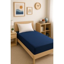 TemmuzX 120 x 200 x 30 cm Düz Pamuklu Tek Kişilik Lastikli Fitted Penye Çarşaf