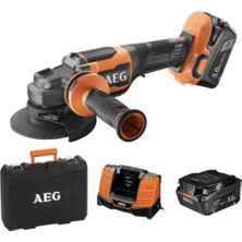 TemmuzX Aeg BEWS18-125BLPX2-502C Taşlama Makinesi, 18 V Fırçasız, 125 Mm, 2 x 5,0 Ah Pil, Şarj Cihazı