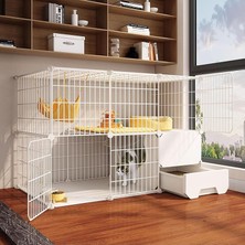 TemmuzX Kedi Köpek Kulübesi, 2/3 Katmanlı Kedi Kafesi, Çöp Kutulu Kapalı Kedi Muhafazası, Kendin Yap Kedi Oyun Parkı Kolay Durulama Temizleme, Arıtma Izgarası