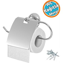 TemmuzX Wc Tuvalet Kağıtlık Aparat Kapalı Kağıt Standı Paslanmaz Metal Sağlam Vidalı Krom Renk