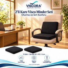 TemmuzX Vıscora Visco Oturma Minderi ve Sırt Destek Seti 2'li – Ofis Koltuğu ve Sandalye Minderi 44×44×5 cm