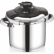 TemmuzX 5108 Düdüklü Tencere, 22 Cm, 9,0 Litre, Indüksiyonlu, Gümüş Gövde, Siyah Detay 152.5108.09.SILVER